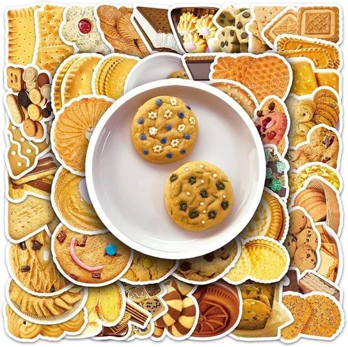 Miniatura 6 de Calcomanías de galletas 50 calcomanías de vinilo impermeables para botellas de agua, laptop, automóvil, equipaje, computadora, teléfono celular