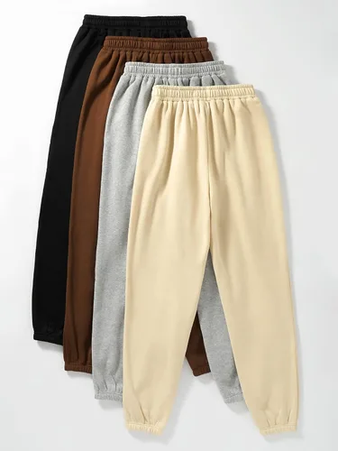 Miniatura 2 de SheIn Paquete de 4 pantalones deportivos de cintura elástica para mujer