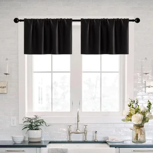Miniatura 23 de XTMYI Cortinas de tela impermeable de 30 pulgadas para ventana de baño, cocina, mini ducha, pequeños paneles de cortina opacas cortos, juego de 2