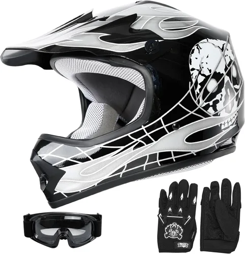 SLMOTO - Casco DOT para niños y jóvenes de motocross, casco de motocicleta de calle, casco de bicicleta de tierra, motocross, ATV, casco con diseño