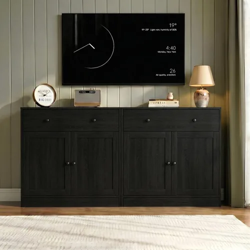 TUSY Soporte de TV para TV de 65 pulgadas, moderno centro de entretenimiento para sala de estar, consola multimedia de 63 pulgadas con