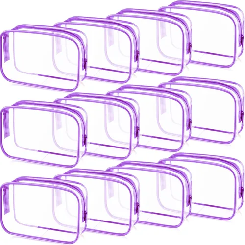 Miniatura 34 de Weewooday 12 piezas bolsas transparentes para maquillaje, bolsas de almacenamiento de cosméticos, estuches de PVC con cremallera, bolsas de viaje