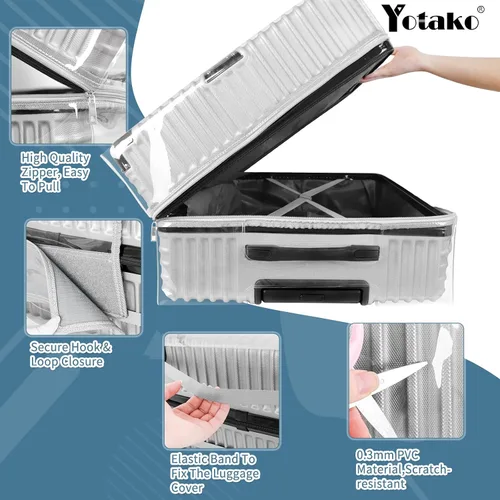 Miniatura 4 de Yotako Protectores de cubierta de maleta de PVC transparente 24 28 30 pulgadas cubierta de equipaje para maleta con ruedas, Transparente, Pvc