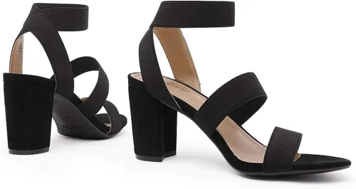 Miniatura 4 de DREAM PAIRS Sandalias de tacón de vestir con correa elástica alta y gruesa para mujer