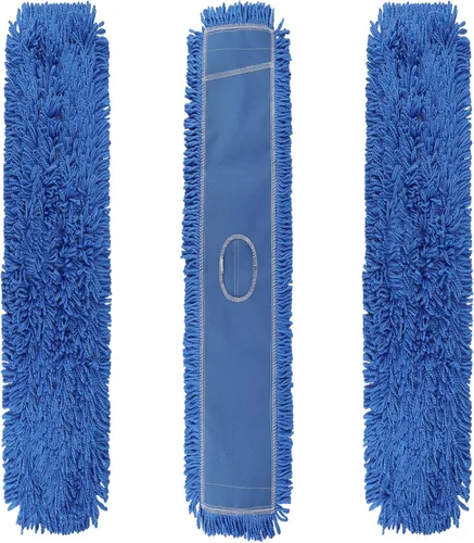 Miniatura 10 de Cabezal de trapeador de polvo de 36 pulgadas: repuesto de cabeza de trapeador comercial lavable mediano y repuesto de limpieza azul