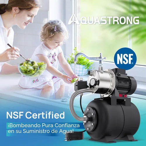 Miniatura 2 de Aquastrong Bomba de jardín de pozo poco profundo de 115 V, acero inoxidable, 1320 GPH, bomba automática de chorro de agua para el hogar, jardín, Nsf