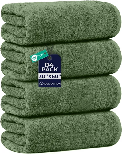 Miniatura 28 de DAN RIVER Paquete de 2 sábanas de baño de 35x70 pulgadas, sábanas de baño jumbo acanaladas para adultos, toallas grandes gruesas y absorbentes