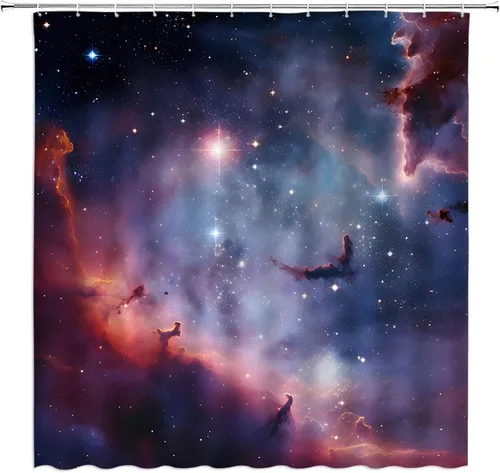 Miniatura 9 de Cortina de ducha con diseño de galaxia, espacio exterior, estrellado, para hombres, niños, universo nebulosa, planeta, juego de decoración de baño