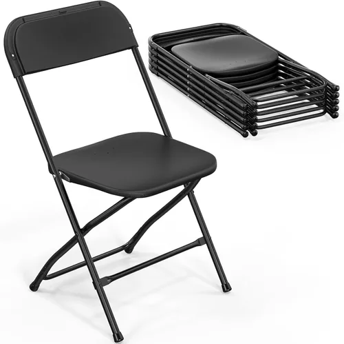 Miniatura 9 de Bonnlo Juego de Sillas Plegables de 4, Silla de Plástico Negra con Asiento Resistente y Marco de Metal, Perfecta para Fiesta, Evento, Boda