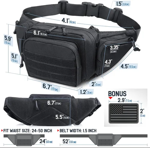 Miniatura 5 de LIVANS Cangurera de transporte oculto, bolsa táctica para pistola de transporte para hombre, funda de ocultación para armas de 1911 y G 17, 19, 20