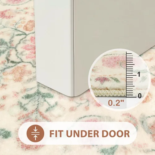 Miniatura 4 de Uphome Alfombra de baño bohemia con diseño floral beige, ultra suave, antideslizante, vintage, lavable a máquina, alfombra de baño floral para baño