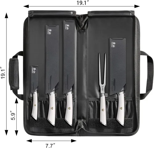 Miniatura 2 de Cangshan Elbert Series 1027006 - Juego de cuchillos de barbacoa de acero alemán forjado de 6 piezas, color blanco
