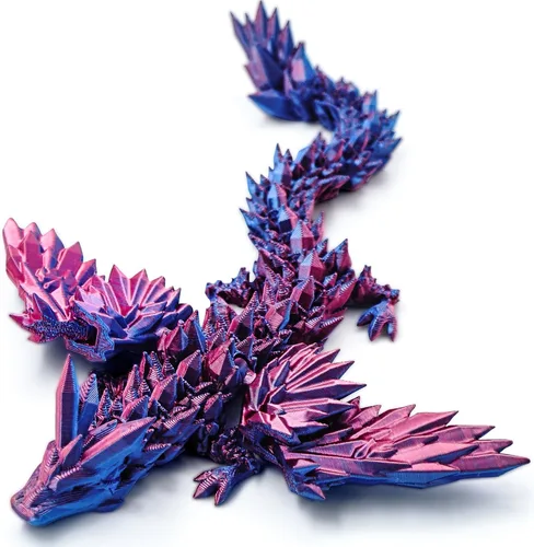 Miniatura 10 de Dxldfks Dragón alado articulado impreso en 3D para decoración de oficina en casa, juguete de escritorio ejecutivo, azul y verde Azul-verde