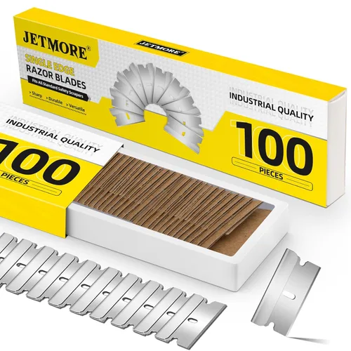 JETMORE Paquete de 100 cuchillas de afeitar de un solo filo, cuchillas afiladas envueltas individualmente, repuestos de acero de alto carbono,