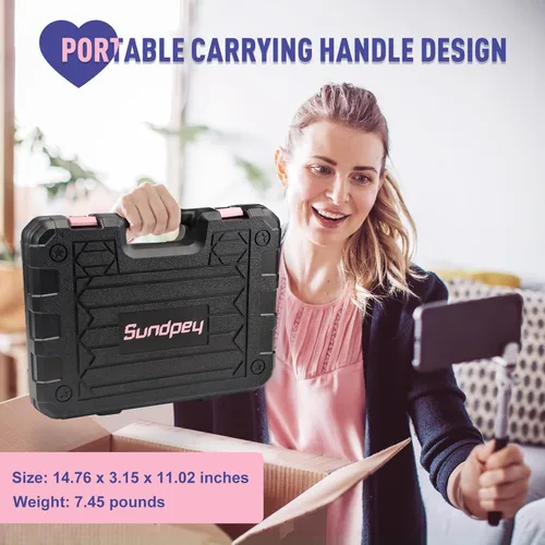 Miniatura 6 de Sundpey Kit de herramientas para el hogar, 148 piezas, juego de herramientas portátiles de reparación manual básica con estuche, destornillador