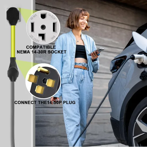Miniatura 7 de Cable adaptador de cargador EV, adaptador NEMA 14-30P a 14-50R, enchufe de secadora de 30 amperios a hembra de 4 clavijas, compatible con EV