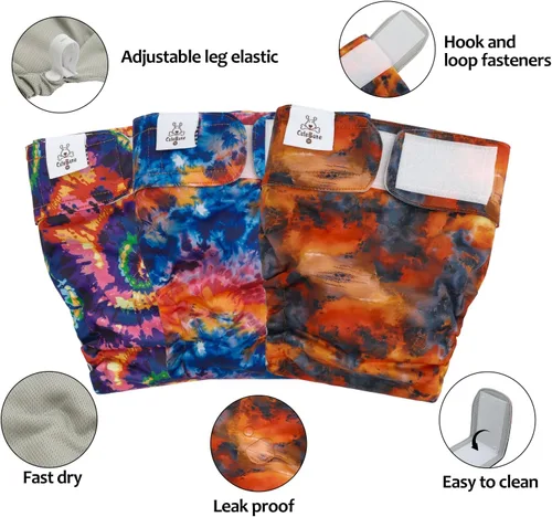 Miniatura 4 de CuteBone WWD28XS - Pañales lavables para perras, sin agujero para la cola, reutilizables, pantalones de entrenamiento para perritos, con cola