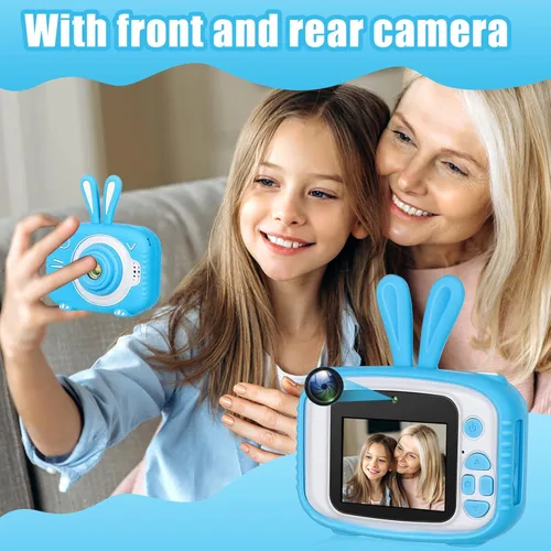 Miniatura 6 de Cámara infantil para niñas y niños de 3 a 12 años de edad, cámara selfie para niños, juguetes para bebés, conejito, cámara de video digital HD 1080P