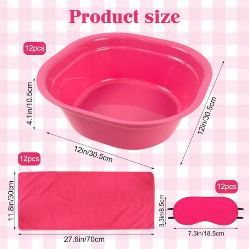 Miniatura 2 de Kit de spa de pies para niñas, suministros de fiesta de spa para niñas con 12 piezas de bañera de pies y 12 toallas de mano rosas y 12 máscaras