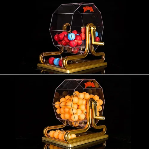 Miniatura 5 de Máquina manual de lotería, selector de números de bola de manivela, incluye jaula de bingo de acrílico, bola de 100 piezas, juego de bingo