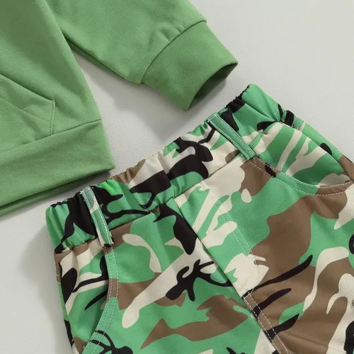 Miniatura 126 de Mandizy Conjunto de ropa de otoño para bebé niña pequeña, sudadera de manga larga con estampado de letras bendecidas, pantalones de camuflaje