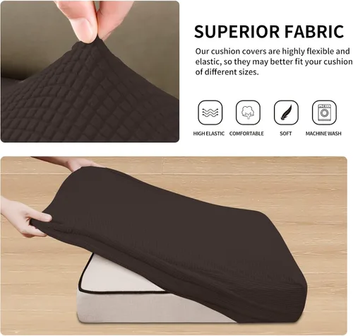 Miniatura 4 de Easy-Going - 4 Fundas de cojín elásticas para sofá seccional, izquierda/derecha, en forma de L, funda de asiento antideslizante, suave, flexible