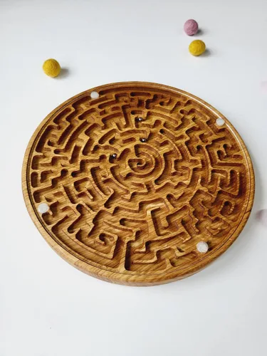 Miniatura 8 de Wooden Labyrinth Game double-sided Maze with three Steel Marble, Gift for Kids for Adults, Maze Brain Table Activity