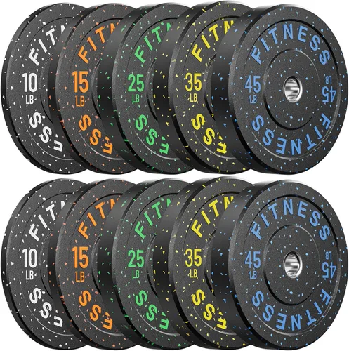 Miniatura 38 de Papababe Placas de peso, juego de placas de pesas de 2 pulgadas, placas de peso de goma protectoras para el suelo, placas de parachoques de 10 a 600