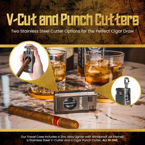 Miniatura 5 de Estuche para humidor de cigarros de viaje, con capacidad para 6 puros, caja portátil de cuero y cedro español con higrómetro y humidificador