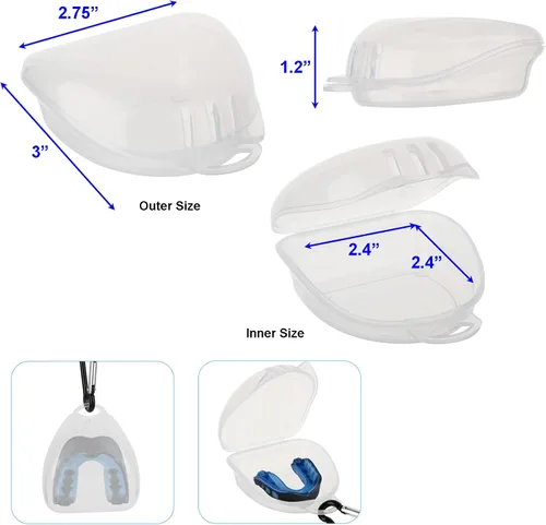Miniatura 2 de Cosmos 2 fundas deportivas para protección bucal, caja de almacenamiento, cierre a presión con agujeros de ventilación y clips de transporte