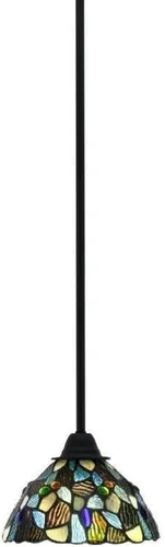 Miniatura 42 de Toltec Lighting Paramount - Mini colgante de 1 luz en acabado negro mate con cristal de arte perla de 7 pulgadas y estilo negro