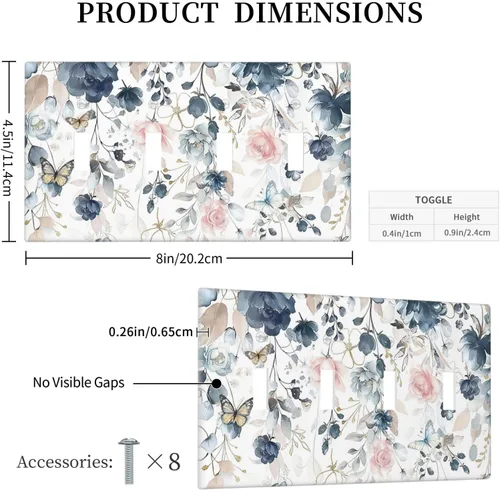 Miniatura 285 de Decorative Outlet Covers Blue Background White Cat Daisy Floral 2-Gang 1-Gang Wall Plate Single Toggle/Rocker Farmhouse Style Light Switch Covers