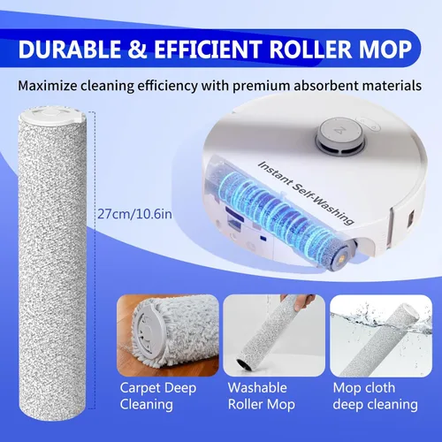 Miniatura 5 de 27 piezas Qrevo Curv 2 accesorios de repuesto compatibles con aspiradora robot Qrevo Curv 2 Flow, 1 juego de cepillo principal, 1 fregona