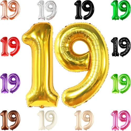 Miniatura 15 de Katchon Globos gigantes de papel de aluminio con el número 19 de color marrón de 40 pulgadas Decoraciones de cumpleaños 19