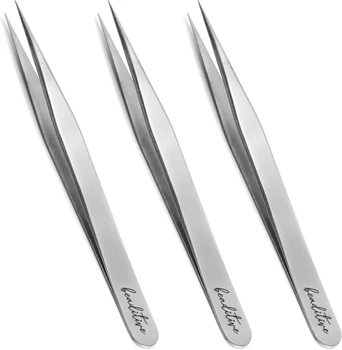 Beaditive Pinzas de alta precisión, paquete de 3 pinzas para manualidades de 4.7 pulgadas para costura, cuentas y manualidades – Juego de pinzas de