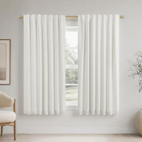 Miniatura 100 de KOUFALL - Cortinas de medio estilo francés de lino para ventana, juego de 2 cortinas cortas de 40 pulgadas de longitud, para privacidad, cortinas