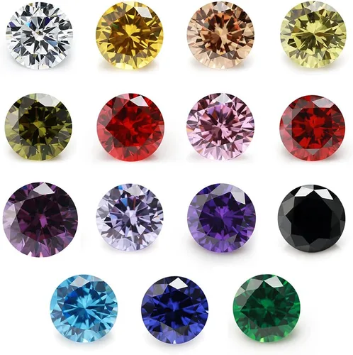Piedras Redondas Sueltas de Circonia Cúbica 5A Mezcla de 15 Colores Piedra CZ Gema Sintética para Fabricación de Joyería