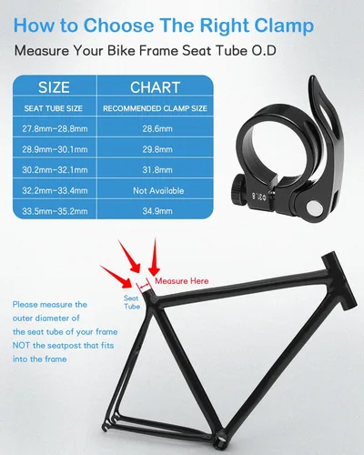 Miniatura 3 de CUNCUI Abrazaderas de asiento de bicicleta 2pc-azul oscuro, 1.252 in