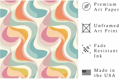 Miniatura 2 de Ethan Taylor Abstract Wall Art Prints Unframed Square Posters 'Retro 70s Hippie Groovy Pattern III' Retro Home Décor for Living Room, Bedroom