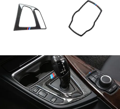 Miniatura 6 de Xotic Tech - Panel de cambio de marchas interior IDrive multimedia con marco de botón, kit combinado de fibra de carbono real, compatible con BMW 3