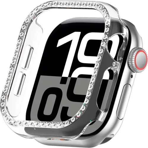 Miniatura 13 de Miimall Funda protectora de diamantes de imitación para mujer, compatible con Apple Watch 11/10 de 1.654 in, protector de marco de policarbonato