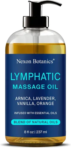 Aceite de masaje de drenaje linfático para terapia de masaje 8 onzas líquidas - Refrescante y relajante - Aceites naturales con árnica, vainilla y