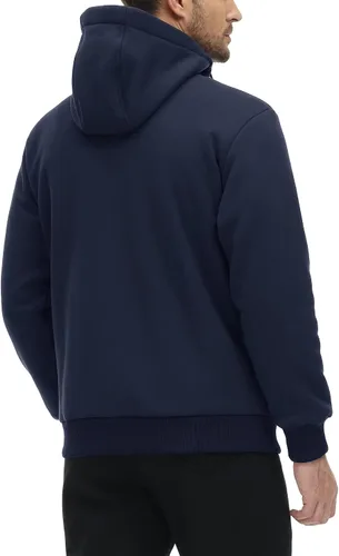 Miniatura 3 de MAGCOMSEN Chaqueta de forro polar con capucha para hombre, con cremallera completa, cálida, mullida, resistente al viento, abrigos de invierno