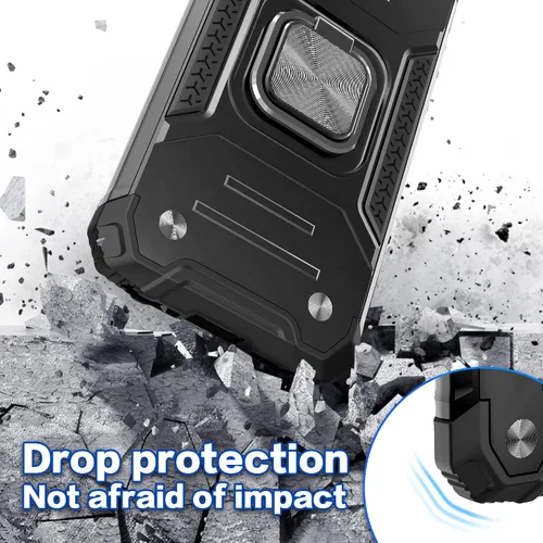 Miniatura 5 de Funda para Galaxy A15 con protector de pantalla negro para hombres y niños, cubierta híbrida de prueba de caídas con soporte para tarjeta de montaje
