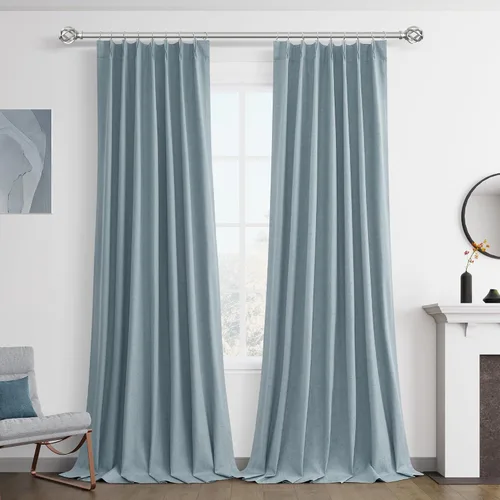 Miniatura 9 de Joywell Cortinas plisadas de lino 100 % opacas de 84 pulgadas de largo, cortinas con pestañas traseras para oscurecer la habitación con ganchos