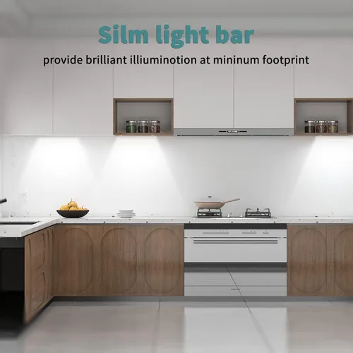 Miniatura 6 de ASOKO Enchufe de luz LED para debajo del gabinete, luz blanca fría regulable 5000K, paquete de 4 luces LED de 12 pulgadas enlazables para debajo