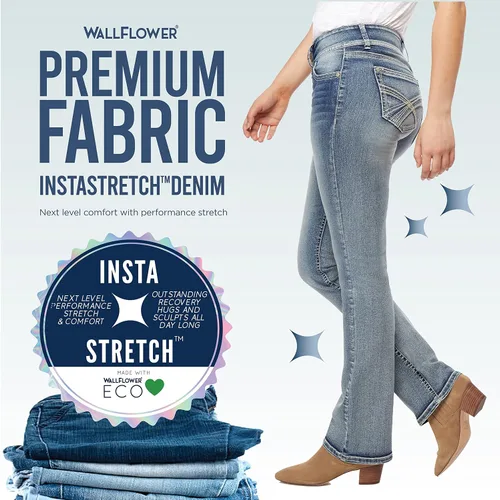 Miniatura 6 de WallFlower Women's Luscious Curvy Bootcut Mid-Rise Insta Stretch Juniors Jeans (Standard and Plus)