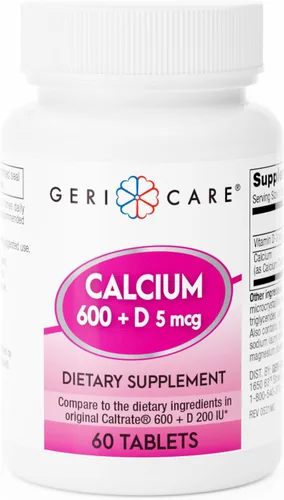 Miniatura 8 de GeriCare Calcio 600mg - Vitamina D 10mcg Tabletas - Salud ósea - Suplemento nutricional, 60 unidades (paquete de 1)