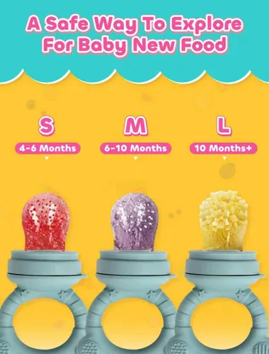 Miniatura 3 de Juego de moldes para paletas y alimentadores de alimentos, alimentador de frutas para bebés para alivio de la dentición y autoalimentación segura