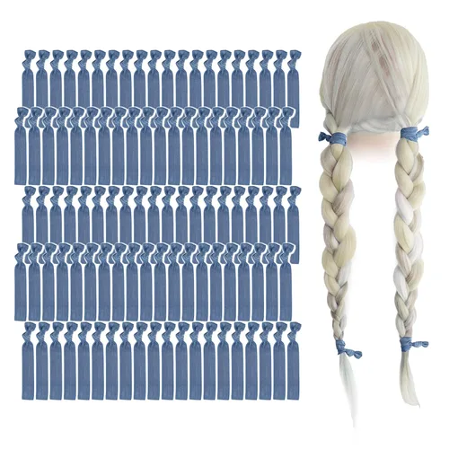 Miniatura 15 de MEEDEE Paquete de 100 lazos para el cabello, color negro, sin pliegues, nudos suaves para mujeres, sin daño, adecuado para colas de caballo, yoga